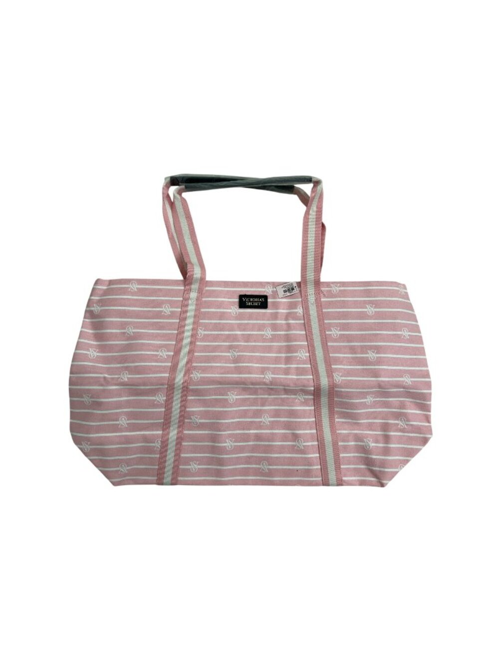 Victorias Secret Striped Canvas Tote Bag With Inner Black Lining